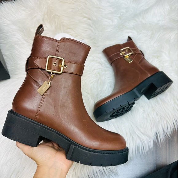 Coach Lacey Leather Bootie Dark Saddle - Picture 6 of 10